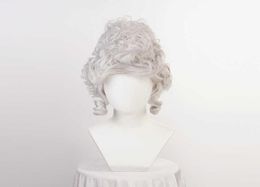 Synthetische pruiken Marie Antoinette Wig Princess Silver Gray Pruiken Medium Krullenwarmtebestendige Synthetische haarcosplay Wig Wig Cap T22117777161