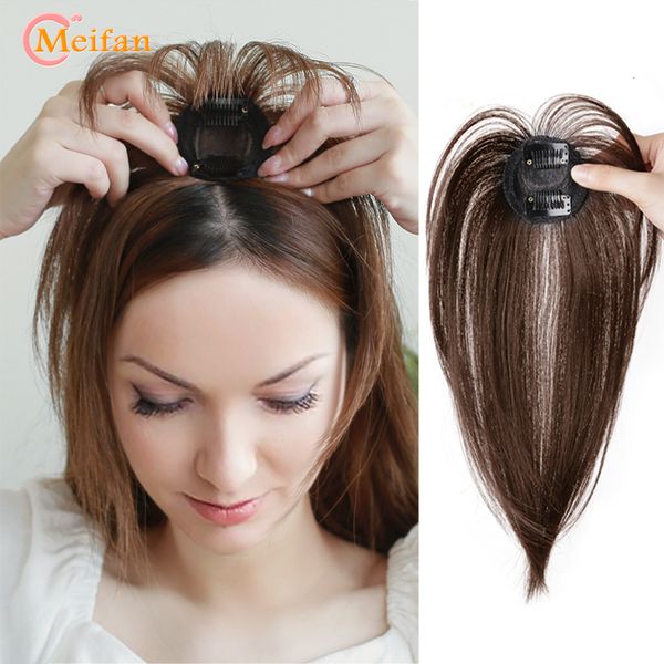 Parrucche sintetiche MEIFAN 3DAir Bangs Hair ClipIn Frangia finta Natural False Bang Topper Parrucchino Clourse invisibile 230630