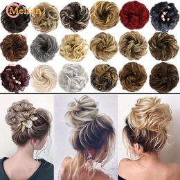 Perruques synthétiques MEIFAN Élastique Cheveux Chignon Scrunchie Bouclés Chignons Corde Haute température Naturel Faux Clip en queue Extensi 231013