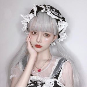 Synthetische pruiken meifan lolita cosplay Halloween Party Hoge temperatuur lange rechte anime pruik Harajuku Silver Gray Cute Vigor Kend22
