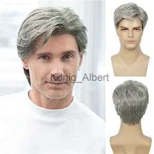 Synthetische pruiken Herenpruiken Kort Donkerbruin Zilvergrijs Bruin Blond Volledige pruik Synthetisch Hittebestendig Natuurlijk Cosplayhaar Pruik voor mannen x0826