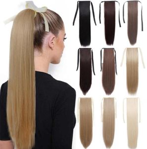 Perruques synthétiques Merisi longue queue de cheval droite ruban de cordon naturel faux cheveux blonde queue de poney clip chez les femmes postiches1372460