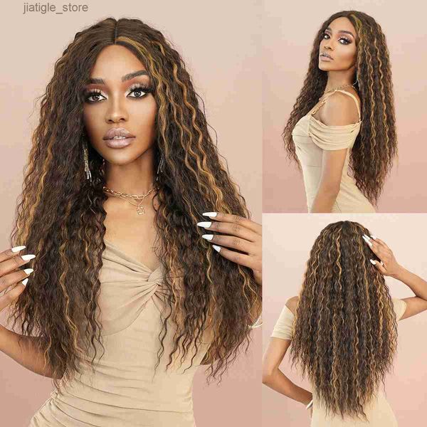 Perruques synthétiques NAMM LACE Perruque avant Dark Brown Synthétique Synthétique Line Longue Wig Wig For Women Daily Party Natural Lace Highden Golden Side Part Wig Y240401