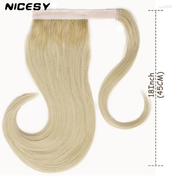 Pelucas sintéticas NCIESY Coleta corta dorada envolvente Linda amartillada Clip-in 18 pulgadas Onda natural Pony Cabello resistente al calor