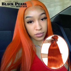Synthetische pruiken oranje rechte Braziliaans haar weven bundels menselijk haarverkopers 8 tot 28 inch remy % menselijk haarbundels y240401