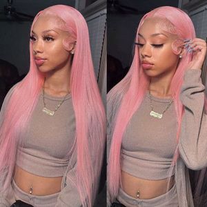Synthetische pruiken roze rechte pruiken Braziliaans 13*6*1 Lace Front Natuurlijke Remy Human Hair Pruiken T deel kanten pruik voor zwarte vrouwen