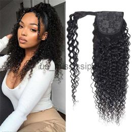 Synthetische pruiken paardenstaart menselijk haar wrap rond kinky krullende Braziliaans remy haar 1624 inch clip ins natuurlijke kleur haarstuk #2 #4 x0823