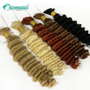 Perruques synthétiques précolorées brésiliennes vague profonde en vrac cheveux humains sans trame Remy 14 à 28 pouces tresses au Crochet 231006