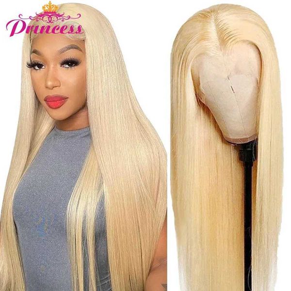 Perruques synthétiques Princess 613 HD Lace Frontal Wig 13x4Transparent Blonde Lace Front Wig cheveux humains pré-épilés brésiliens droites perruques de cheveux humains 240328 240327