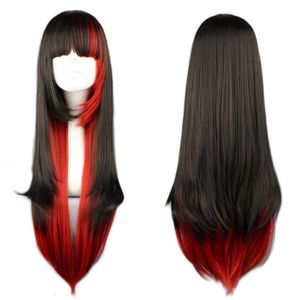 Perruques synthétiques QQXCAIW longue ligne droite Cosplay perruque femmes déguisement noir rouge Ombre résistant à la chaleur cheveux 230417