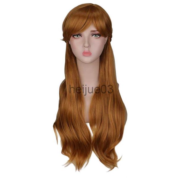 Pelucas sintéticas QQXCAIW Mujer Larga Marrón Princesa Trenza Cosplay Peluca Anna Fiesta Disfraz Niñas Fibra de alta temperatura Pelucas de pelo sintético x0715