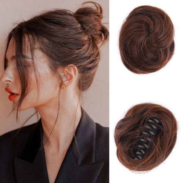 Pelucas sintéticas SHANGKE Girl's Synthetic Chignon Natural Negro Marrón Recto Moño desordenado para mujeres y niños Donut Roller Hair Bun 231110