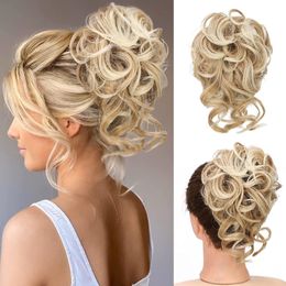 Synthetische Pruiken Shangzi Knot Chignon Rommelig Krullend Band Elastische Scrunchy Valse Stukken Vrouwen Haarspelden Zwart Bruin Pruik 230803