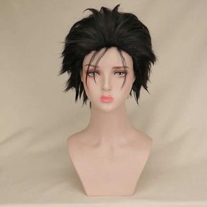 Perruques synthétiques courtes Cosplay perruque hommes mâle noir haute température 100% fibre synthétique cheveux perruques 240328 240327