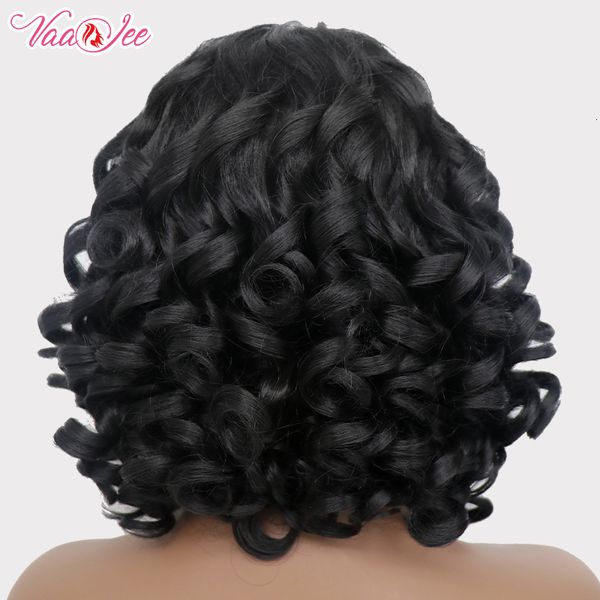 Perruques synthétiques cheveux courts Afro bouclés perruque avec frange pour les femmes noires longueur d'épaule naturelle moelleux Cosplay lâche 230425