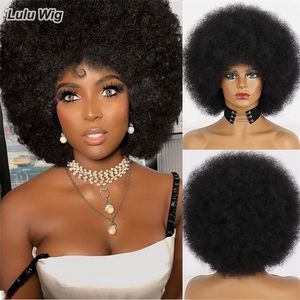 Pelucas sintéticas de pelo corto Afro Kinky rizado con flequillo para mujeres negras African Ombre Glueless Cosplay peluca natural 230413