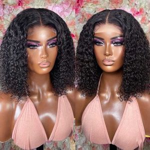 Synthetische pruiken Korte mensenpruiken voor mensen voor vrouwen Braziliaanse Deep Wave Lace 180 Dichtheid 13x1x6 Transparante Jerry Curl Bob Preceplucked 230227