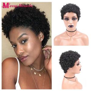 Synthetische pruiken Korte pixie-cut pruiken van synthetisch haar voor vrouwen Afro krullend Synthetische volledige pruiken met dun haar Afro-Amerikaanse kapsels Pruiken 240329