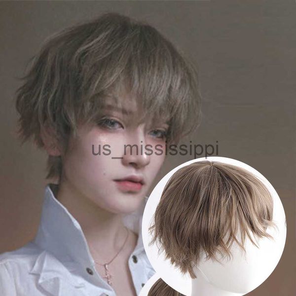 Pelucas sintéticas Peluca de niño recta corta sintética con flequillo Cosplay Anime Pelucas diarias para hombres Resistente al calor Natural Falso Cabello falso Halloween x0826