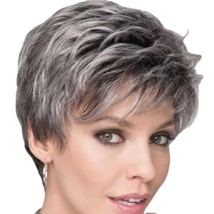 Perruques synthétiques Perruques synthétiques courtes avec frange pour femmes, coupe Pixie, cheveux blonds ombrés, perruques de fête naturelles comme de vrais cheveux, perruque de maman 240328 240327