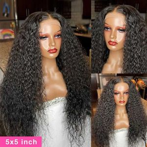 Perruques synthétiques Wig SHUIBO LACE FRANT WIG 4X4 5X5 FLOST 13X4 13X6 HD 360 Cheveux humains bouclés Q240427