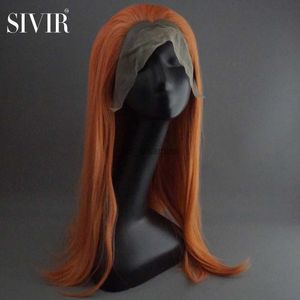 Pelucas sintéticas sivir jengibre sintético cabello largo color naranja recta pelucas brasileñas para mujeres cospalias/fiesta fibra de alta temperatura HKD230818