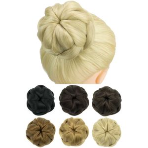 Pelucas sintéticas Soowee Pelo sintético Bailarina Trenzado Moño Cubierta para el cabello Donut Postizos Scrunchie Moño para el cabello Peluca Updo en la fiesta de bodas 240329