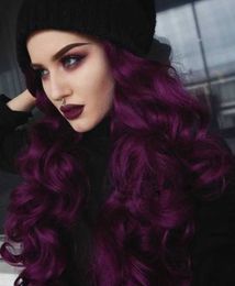 Synthetische pruikenstijl Wig Women's Trend Purple Long Curly Hair Big Wave Fluffy Chemical Fiber Headdear 221122