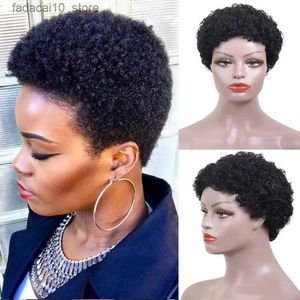 Perruques synthétiques Perruques synthétiques bouclées pour femmes perruque Afro courte boucles profondes naturelles femme cheveux noirs perruque afro-américaine pour Lady Party Q240115