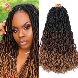 Perruques synthétiques Synthétique Gypsy Locs Crochet Tresse Cheveux 18 pouces Ombre Passion Twist Cheveux Pré Boucle Crochet Doux Dreads Dreadlocks Cheveux 231208