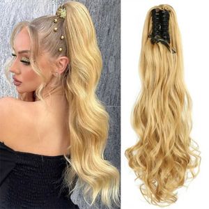 Synthetische pruiken Synthetisch Lang Recht Klauw Clip-on paardenstaarthaar 24 inch Hittebestendig Paardenstaart Haarstuk Voor Dames Dagelijks Feest 240329