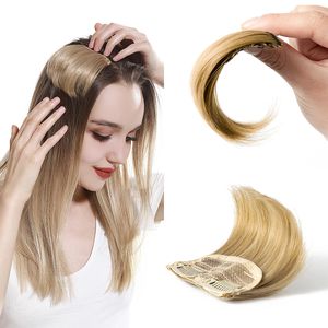 Synthetische pruiken Synthetische rechte haarblokken Mode Haar Volume Verhoog zachte onzichtbare natuurlijke clip op haarstukjes Blond voor vrouwen 2 stuks 221205