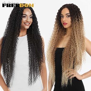 Synthetische pruiken Synthetische pruiken VRIJHEID Synthetische pruiken met kanten voorkant voor vrouwen Lang krullend haar 36 inch Cosplaypruiken Blond Hitte Synthetische kanten pruik ldd240313