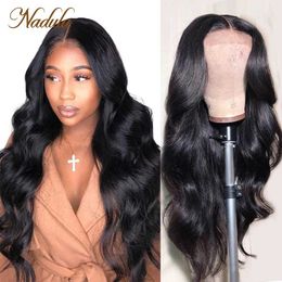 Synthetische pruiken Synthetische pruiken Nadula-haar Kanten Voorkant Pruiken 13x4 Braziliaanse Body Wave Pruik 4X4 Vetersluiting Pruiken van echt haar 5x5 HD Kanten Frontale Pruik Voor Dames 240329