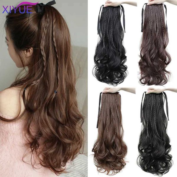 Pelucas sintéticas Pelucas sintéticas XIYUE Fibra de cabello sintético Cabello rizado resistente al calor con cola de caballo Cabello falso Cabello con chip Peluca de cola de caballo con trenzas 240328 240327