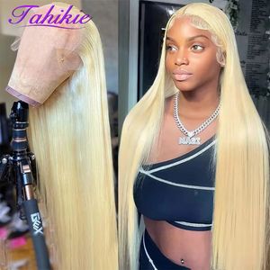 Perruques synthétiques Tahikie Blonde Lace Front Wig cheveux humains 613 HD Transparent 13x4 13x6 brésilien droit frontal pour femmes fermeture 231027