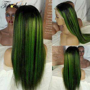 Synthetische pruiken Topodmido Hoogtepunt groen 13x4 kanten voorpruik met babyhaar peruviaans haar pruik Remy Hair 4x4 Dames gesloten pruik Q240523