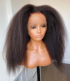 Perruques Synthétiques Transparent Kinky Straight Lace Front Wig Yaki Brésilien 13x6 360 Frontal Cheveux Humains Pour Les Femmes Prepluck Avec Bébé 230221