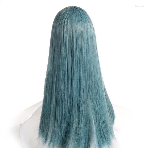 Perruques synthétiques VICWIG longue perruque Cosplay avec frange bleu clair cheveux raides résistant à la chaleur Rose Net pour les femmes Kend22