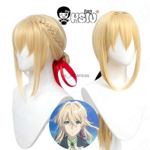 Pelucas sintéticas Violet Evergarden Cosplay Wighsiu Fibra de peluca sintética Cabello largo Cabello sintético Violeta Evergarden Cosplay HKD230818