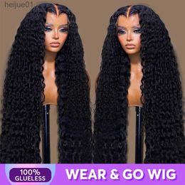 Perruques synthétiques Wear Go Wig brésilienne ondulée 4x4 HD sans colle 360 pré-épilée HD transparente 13x4 13x6 perruque frontale bouclée Bob perruques de cheveux humains L231024
