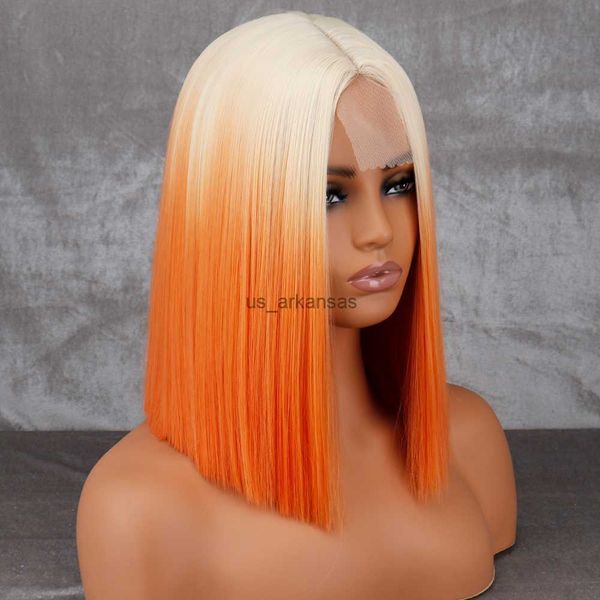Perruques Synthétiques WERD Perruque Orange Courte Partie Moyenne Blonde Lady Bob Cheveux Perruque Synthétique Résistant À La Chaleur Perruque Cosplay HKD230818