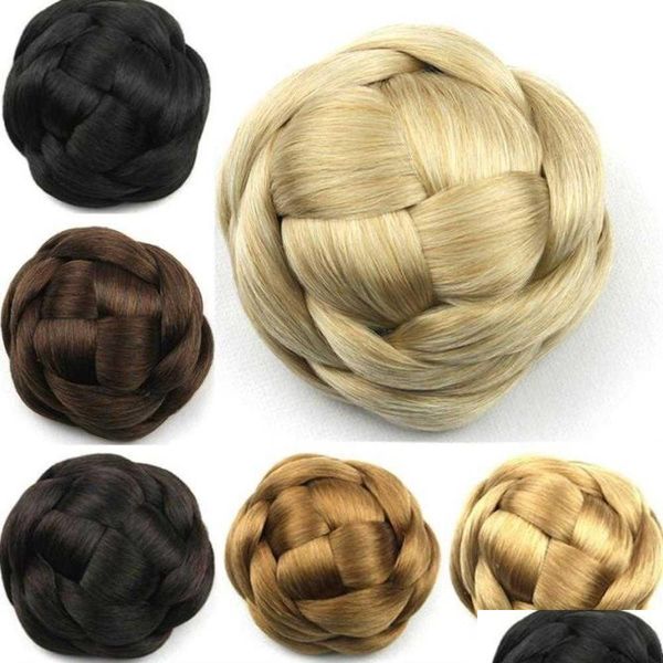 Perruques synthétiques Whole6 Couleurs Femmes Tresse Buns Postiches Brun Blondnoir Cheveux Chignon Donut Rouleau Bun Perucas6772063W0Eb Drop Deliv Dhfn9