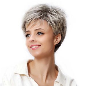 Perruques synthétiques perruque haute température soie tempérament à la mode personnes d'âge moyen et âgées perruque courte micro bouclée couverture de cheveux pour femmes