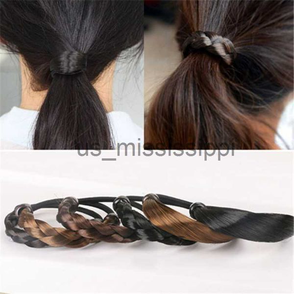 Pelucas sintéticas Mujeres Chica Recta Elástica Banda para el cabello Moda Linda Cuerdas para el cabello Scrunchie Ponytail Titular Hairband Accesorios para el cabello x0823