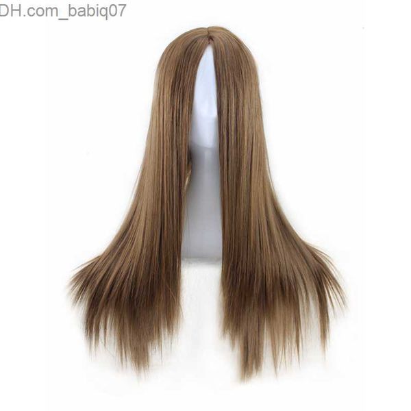 Pelucas sintéticas WoodFestival mujer larga y recta peluca tallar peinado rubio resistente al calor pelucas sintéticas pelo de fibra natural negro Z230731