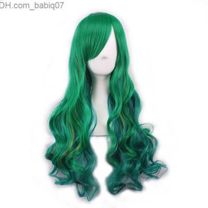 Synthetische pruiken WoodFestival lange golvende pruik regenboog kleur synthetisch haar vrouwen japanse harajuku groen roze wit rood paars vezel anime cosplay pruiken ombre Z230731