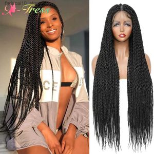 Synthetische pruiken X-TRESS synthetische full lace gevlochten pruiken voor zwarte vrouwen 32 inch superlange Senegalese twist vlechthaar pruik met babyhaar Q240115