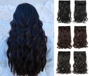 Pelucas sintéticas xq 5 clips piezas de cabello liso natural natural Extención de cabello 24quotinches en mujeres Long Fake8896938