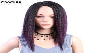 Perruques synthétiques yaki perruque droite ombre 14quotinch cheveux longs partie naturelle partielle pour les femmes noires fibres résistantes à la chaleur2075816